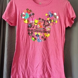 Disney Pink Walt Disney World Florida Heart Hat Icon Graphic Tee